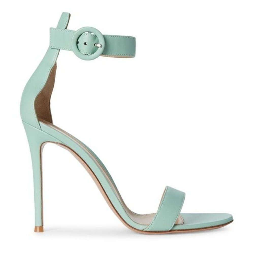 Gianvito Rossi Portofino Ankle Strap Sandal in Pacific Nappa Blue NWT